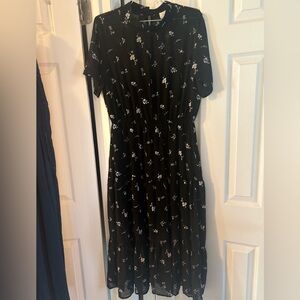 Bohme Black Floral Midi Dress